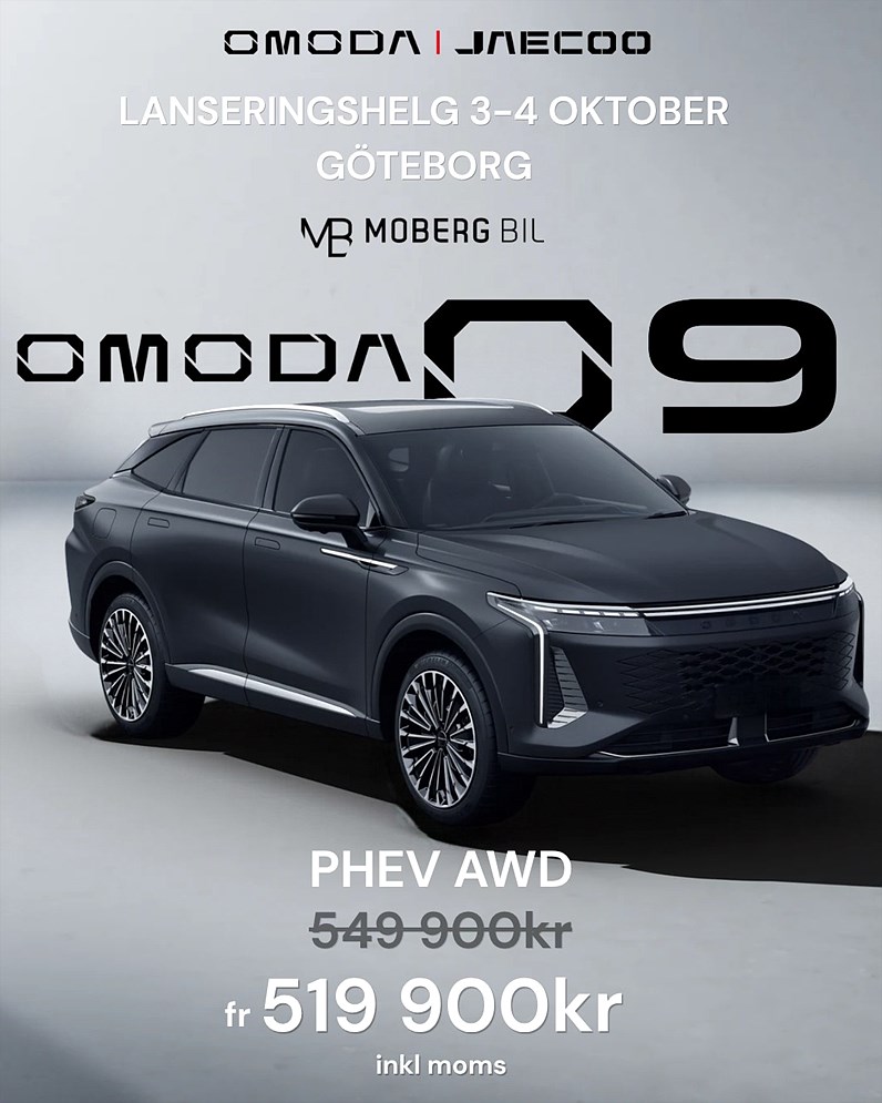 Omoda 9 AWD Super Hybrid Leveransklar Maxutrustad