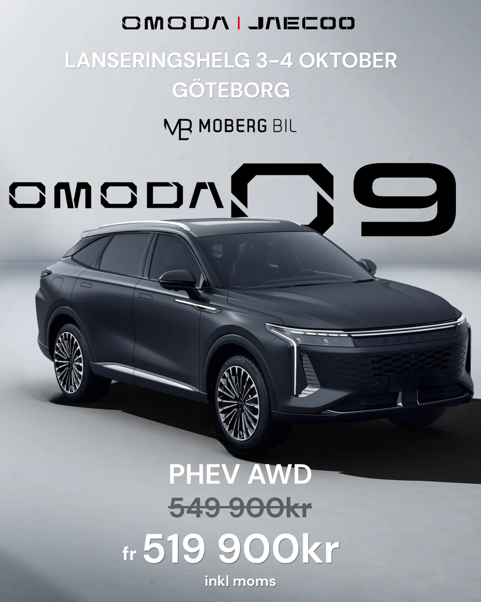 Omoda 9 AWD Super Hybrid Leveransklar Maxutrustad