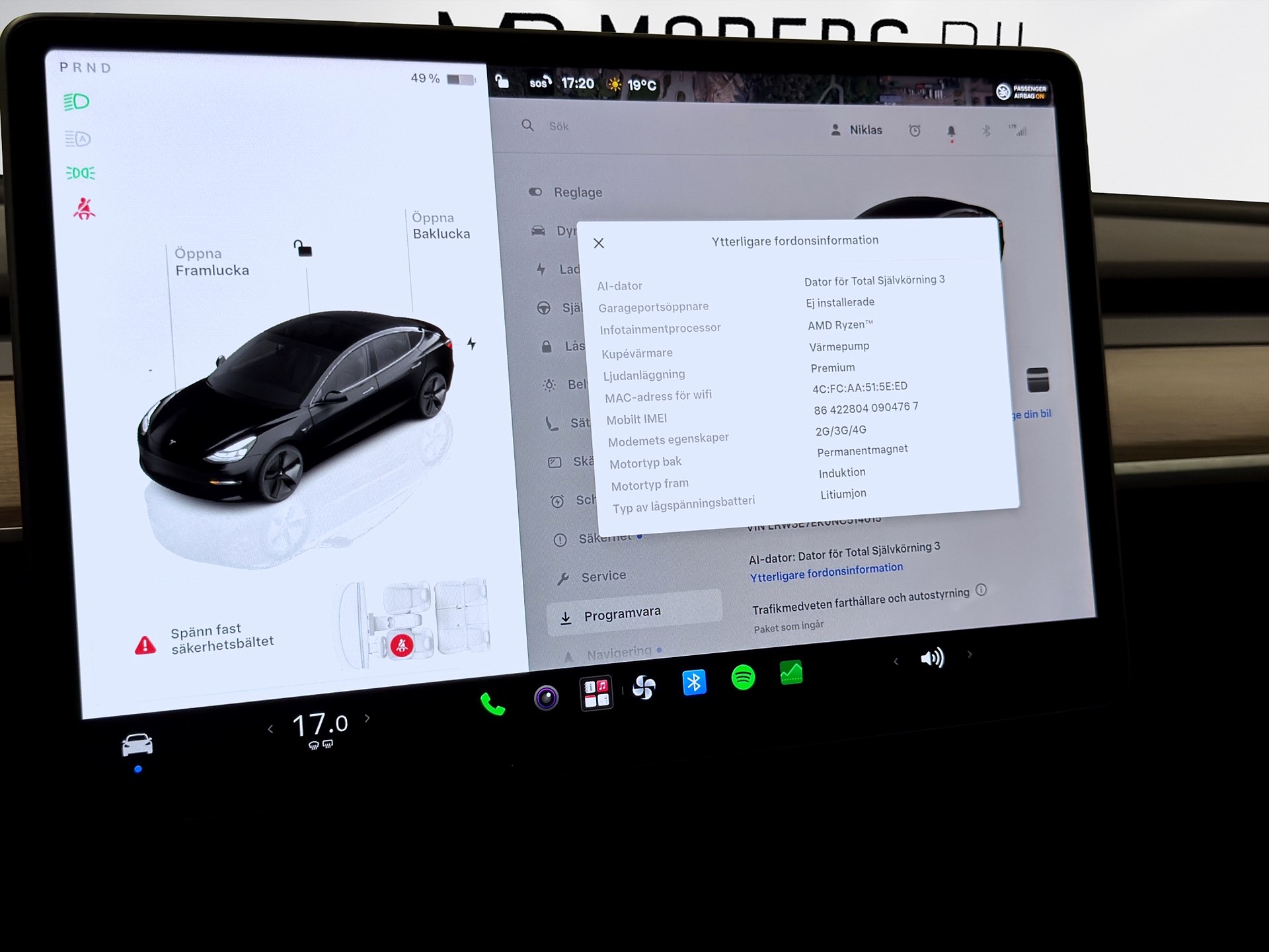 Tesla Model 3 Long Range 498hk AWD Pano Läder Navi B-Kamera
