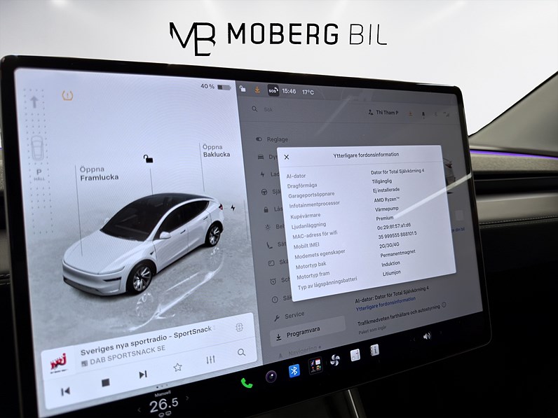 Tesla Model Y Long Range 514hk Helg på Moberg! Pano Läder B-Kamera