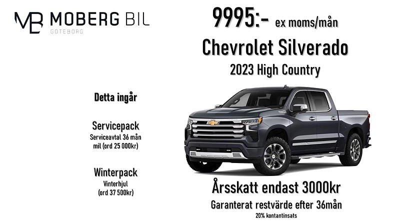 Chevrolet Silverado High Country 6.2L V8 LÅG SKATT KAMPANJ